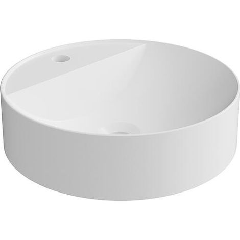Vasque à poser Serido Ø x H : 400 x 105 mm fonte minérale blanc brillant, sans trop-plein