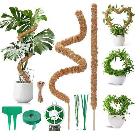2 pièces tuteur Plante Interieur 120 cm Fabriqué à partir de Fibre de Coco tuteur Monstera avec des Accessoires pour Les Plantes d'intérieur (1/5)