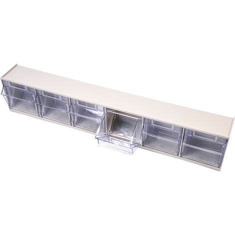 Bloc tiroir incliné 6 tiroirs RS PRO en Plastique, 112mm x 600mm x 91mm ( Prix pour 1 )