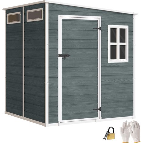 Abri de rangement 2,89 m² Cabane de rangement avec boisoptik 3 fenêtres Belüftung Boden Schloss Handschuhe 182 x 182 x 196 cm