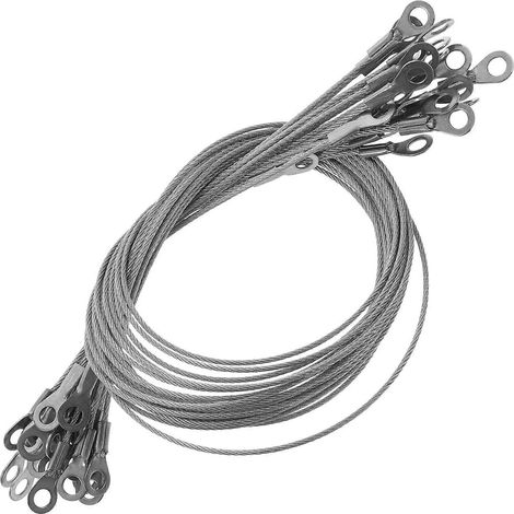 Lot de 20 câbles de sécurité en acier inoxydable avec cordon de sécurité-42.5X0.9X0.2CM-Silver