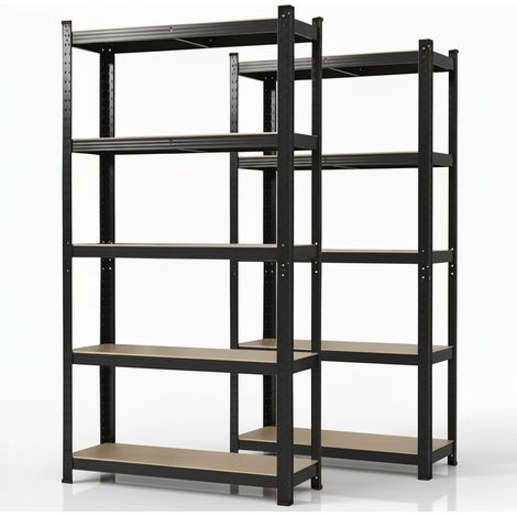 Schwerlastregal Lakota 2er Set Traglast bis 875 kg Schwarz 180 x 90 x 40 cm