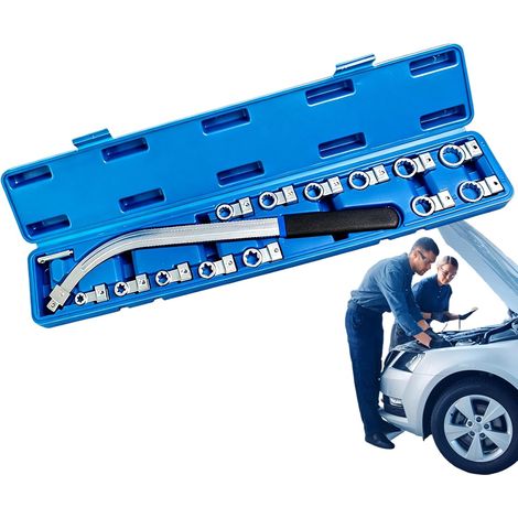 Ensemble d'outils de poulie de courroie – Poignée ergonomique réglable – Outil tendeur de courroie serpentine pour automobile, berline, camionnette, remorque, camping-car, camion (1/5)