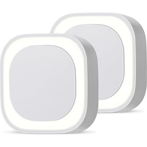 Veilleuses LED avec prise (lot de 2) pour enfants, avec capteur crépusculaire et 3 niveaux de luminosité. Idéales pour la chambre d'enfant, les escaliers, la chambre à coucher, la cuisine et la salle 
