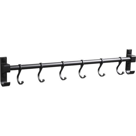 Barre de Cuisine Aluminium Barre Murale Porte Ustensiles de Cuisine avec 6 Crochets,pour Salle de Bain Placards Meuble Chambre Vêtements (1/3)