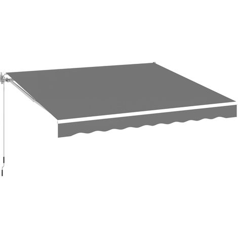 YODOLLA Retractable Manual Awning, 2.5x2m DIY Folding Awning with Hand Crank Patio Garden Sun Shade Canopy Gazebo, Grey