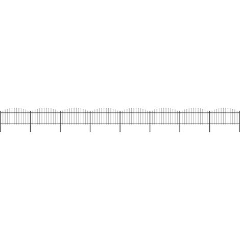 Clôture de jardin,Barrière de jardin,Portail de jardin à dessus en lance Acier (1,25-1,5)x13,6m Noir CNENE132163 (1/5)