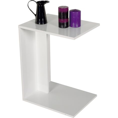 Table d'appoint coloris Blanc Brillant - longueur 35 x profondeur 45 x hauteur 62 cm -PEGANE- (1/2)