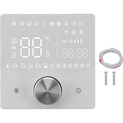 Intelligent digital thermostat, color LCD display, precise control, intelligent temperature controller, white. (1/5)