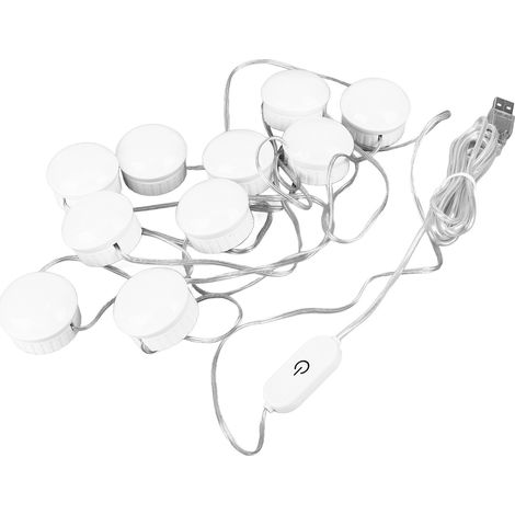 LED-Spiegelleuchte mit 5 Helligkeitsstufen, Touch-Schalter, 10 weißen LEDs und einziehbarem Kabel (1/5)