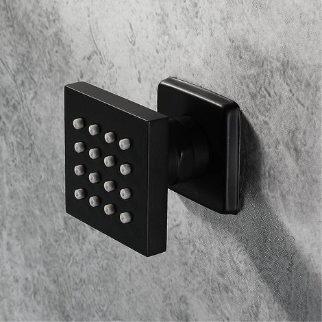 Ensemble de douche avec pommeau de douche latéral de 5 cm (2 pouces), en laiton, pour massage et spa. Accessoires de robinetterie murale réglable. Plusieurs couleurs disponibles, noir. (1/5)