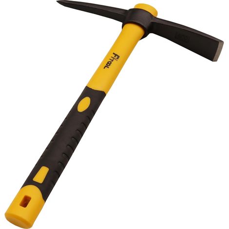 Forged Weeding Mattock Hoe 15 Inch, Forged by Full Hammer, Plasticized Fiberglass Handle, Mattock Pick 1.4lb (1/4)