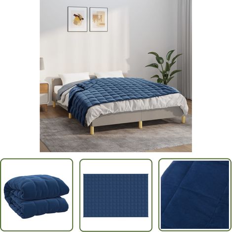 The Living Store Couverture lestée Bleu 137x200 cm 10 kg Tissu - Couverture Lestée - Couverture Poids - Sommeil Profond - Relaxation - Stress (1/5)