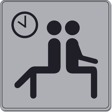 Plaque de porte Salle d'attente - Classique argent 90x90mm - 4330518