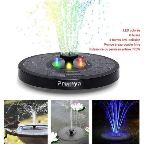 Fontaine Solaire 3W LED étanche pour Bassin/Piscine/Jardin - Coloré (1/4)