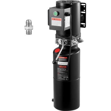 VEVOR Unita di Potenza per Pompa Idraulica, Unita Idraulica a Semplice Effetto da 10 L, Portata Olio 6,3 L/min, Pressione di Scarico Massima 22 MPa per Autocarri con Cassone Ribaltabile, Nero (1/5)
