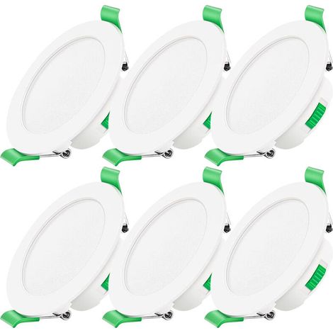Focos LED empotrables regulables, 230 V – Paquete de 6, resistentes al agua IP44, 7 W, para baño y salón.