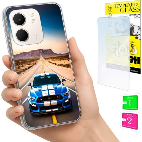 Custodia per Oppo A5X, cover posteriore con vetro temperato 9H. (1/5)