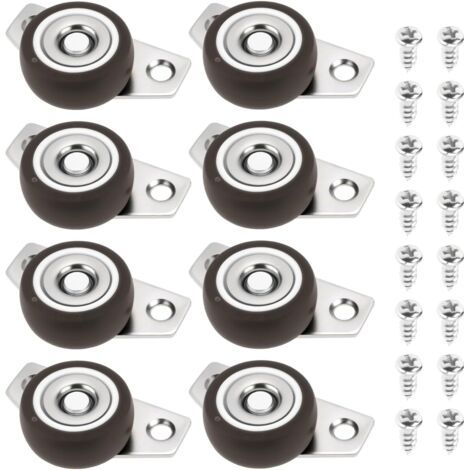 QORVA-8pcs Roulettes Pivotantes Latérales de 1,25 Pouce Petites Roulettes Fixes Rigides Non Pivotantes Roue en Caoutchouc avec Plaque en Acier Adaptées Aux Tiroirs de Meubles en Bois Plateaux (1/5)
