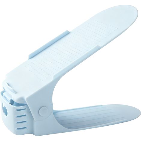 Empileur de chaussures avec fentes épaisses à Double couche, gain de place avec 4 hauteurs réglables pour armoire de chambre à coucher, bleu (1/5)