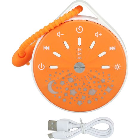 Tragbares Weißrauschgerät für Babys, 10 Naturgeräusche, Lautstärkeregelung, kompaktes Einschlafhilfegerät, orangefarben (1/5)