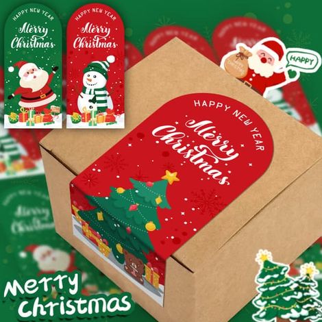 Lot de 50 autocollants de Noël en stock, autocollants pour sceller les boîtes cadeaux « Joyeux Noël », décorations d'emballage