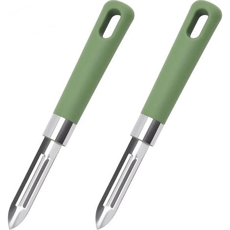 Pelador - Juego de 2 piezas - Pelador de verduras verdes - Pelador de patatas, apto para patatas, zanahorias, pepinos, manzanas, etc. Verde (1/5)