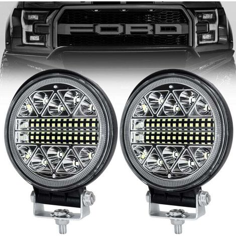 phare de travail led tracteur 2 x 102W 4 "LED Projecteur Ronde Phares Longue Portee led IP68 Spot Flood Lumière de recul pour Voiture Camion Tracteur SUV Bateau