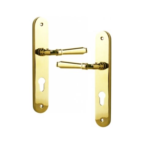 Ouvre&Déco – Poignée de porte intérieure PALACE – 2 poignées en laiton poli brillant PVD titane – Entraxe 195 mm – Compatible serrures à relevage