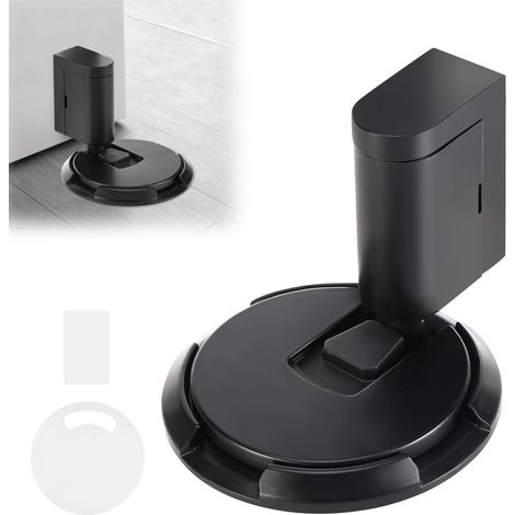 Butée de porte magnétique en métal avec loquet auto-adhésif 3M, vis dissimulées, stop-porte adhésif pour tous sols durs, protection des portes (Noir)