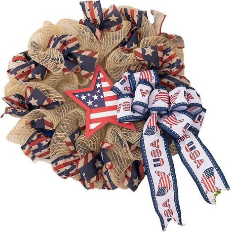 Couronne pour la fête de l'Indépendance du 4 juillet, couronne pour le Jour du Souvenir, couronne pour porte d'entrée (1/4)