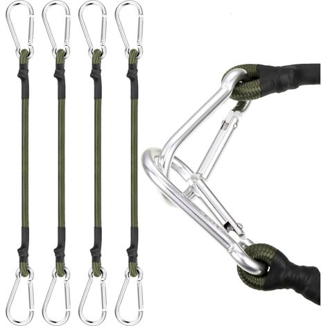 Sangle extensible avec crochets, sangle en caoutchouc avec mousqueton, 30 cm, avec mousqueton, sangle de bagage robuste, compatible avec les sangles en caoutchouc et les crochets