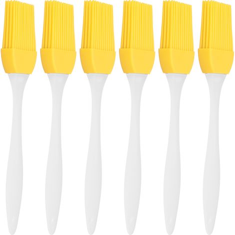 6-teiliges gelbes Silikon-Küchenpinselset, lebensmittelecht, hitzebeständig, geeignet für Grill, Drehspieß und als Kochutensil (1/5)