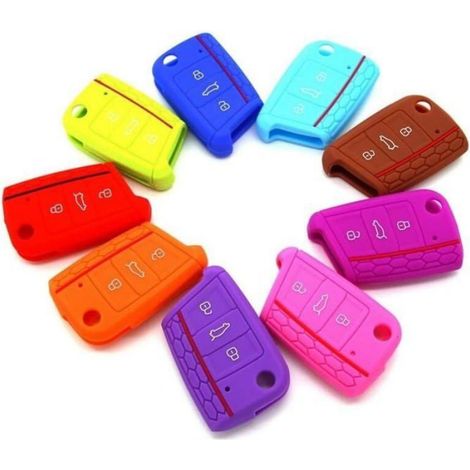 2 Pack VW Skoda Seat 3 Boutons Housse de Protection pour clé en Silicone/Porte-clés/Porte-télécommande - pour Volkswagen VW Golf 7 (1/4)
