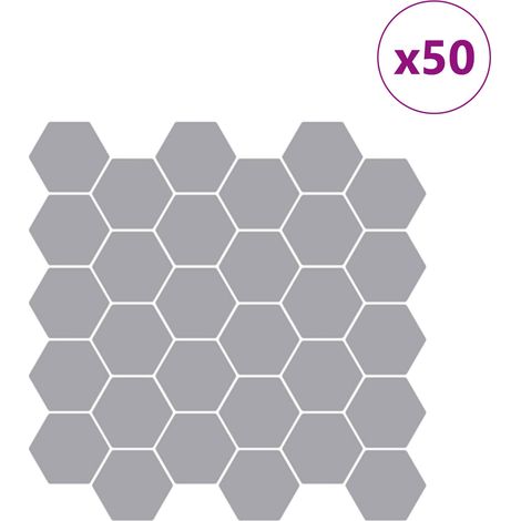 Carrelage adhésif mural hexagonal découpable polyuréthane et PET gris lot de 50 pièces (1/5)