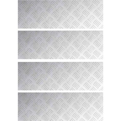Nez de marche Rectangulaire 4 pcs Argenté 60 x 20 cm Aluminium (1/5)