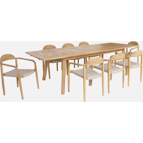 Tavolo da giardino in legno di acacia, 8 poltrone (1/5)