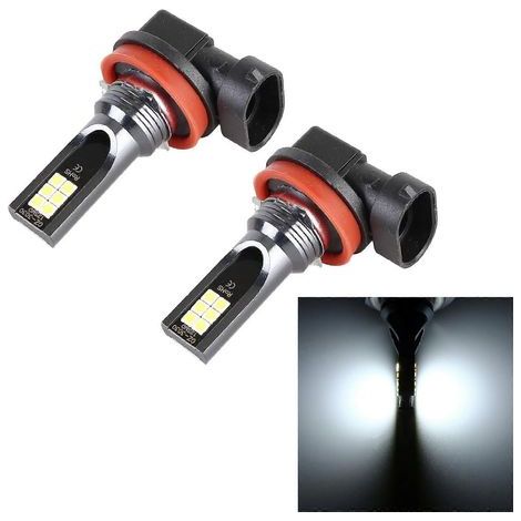 2 ampoules LED antibrouillard pour voiture H11/H8 DC12V-24V / 12W / 3000K / 800LM 12 LED SMD-3030 (1/4)