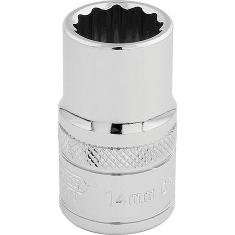 Draper 14mm 12-Point Socket for 1/2-Inch Drive – Polished Chrome Metric Socket (Model 33125) (1/5)