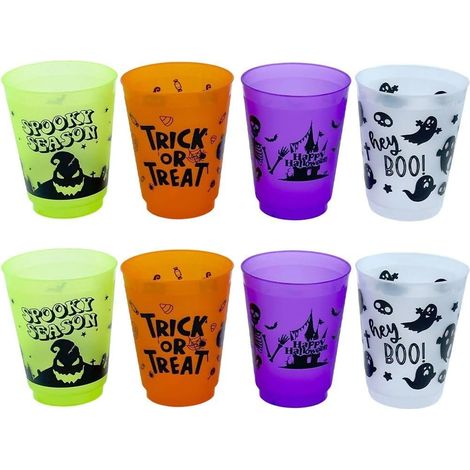 Juego de 8 vasos de plástico para Halloween o para beber, ideales para la decoración de fiestas temáticas de Halloween. (1/5)