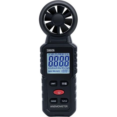 Tragbares 3-in-1-Digitalanemometer, misst Windgeschwindigkeit, Windstärke und Windtemperatur von 0 bis 45 m/s, ideal für Navigation und Flugbetrieb – Crezuo
