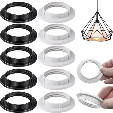 10 pièces Anneau de Collier d'abat-Jour pour Abat-Jour, Support d'ampoule de Lampe d'adaptateur d'anneau de Collier en Plastique,adaptateur abat jour,Anneau à vis pour douille de lampe (1/5)