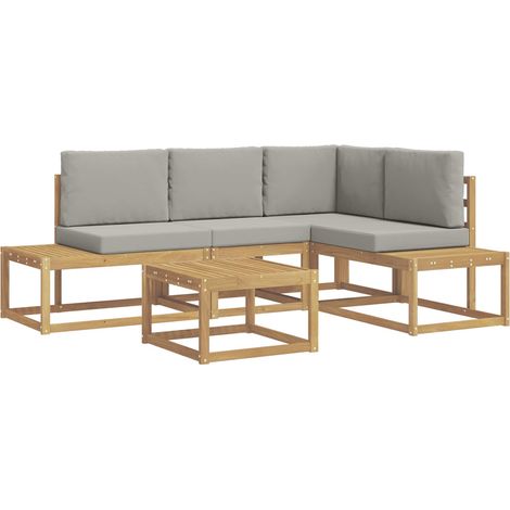 Set di divani da esterno 4 Pezzo Bianco e Grigio Chiaro vidaXL