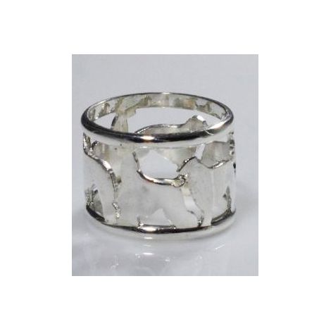 Aphghan-Borzoi durchbrochener Bandring alternierend Silber 925