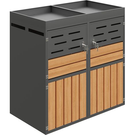 Armoire extérieure multifonctionnelle avec bac à plantes intégré, ventilation à lamelles, deux compartiments séparés, cadre en acier galvanisé et chaîne de sécurité – pour rangement et décoration de j (1/5)