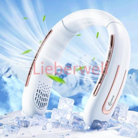 8000mAh Rechargeable LIEBERWELL Portable Bladeless Neck Fan, Battery Powered Hands-Free Small Cooling Fan (1/5)
