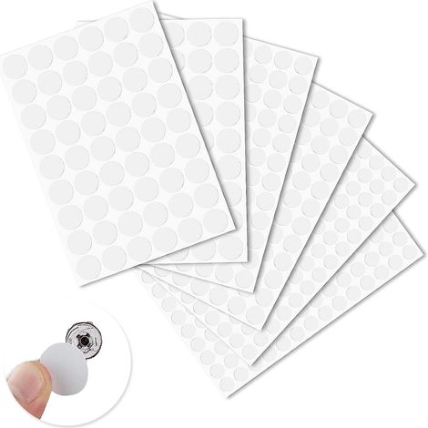 534 PCS Cache vis Adhesif PVC Blanc, Autocollants pour Trous de VI, Tailles 13mm, 15mm, 20mm, pour Armoires, Bureaux et Réparations de Meubles, Résistant à l'Humidité et à la Poussière (1/5)