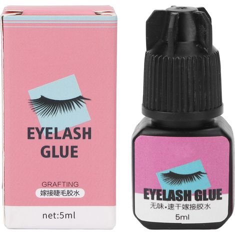 Colle extension de cils noire 5ml avec aiguille anti-obstruction, séchage rapide 2 secondes, durabilité 45 jours pour artistes cils (1/5)