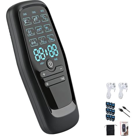 Appareil de thérapie de la douleur 3-en-1 - 9 modes & 10 patchs, électrostimulateur à 2 canaux pour simulateur de règles & simulateur de travail - Pour soulagement de la douleur, renforcement musculai (1/5)