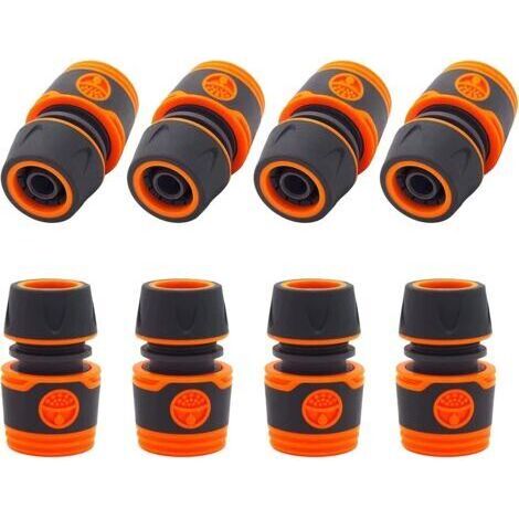 ALLIANDISRaccord tuyau d'arrosage 8 pièces Embouts en plastique antirouille Adaptateurs pour tuyaux PVC 12mm Installation rapide et étanche (1/5)